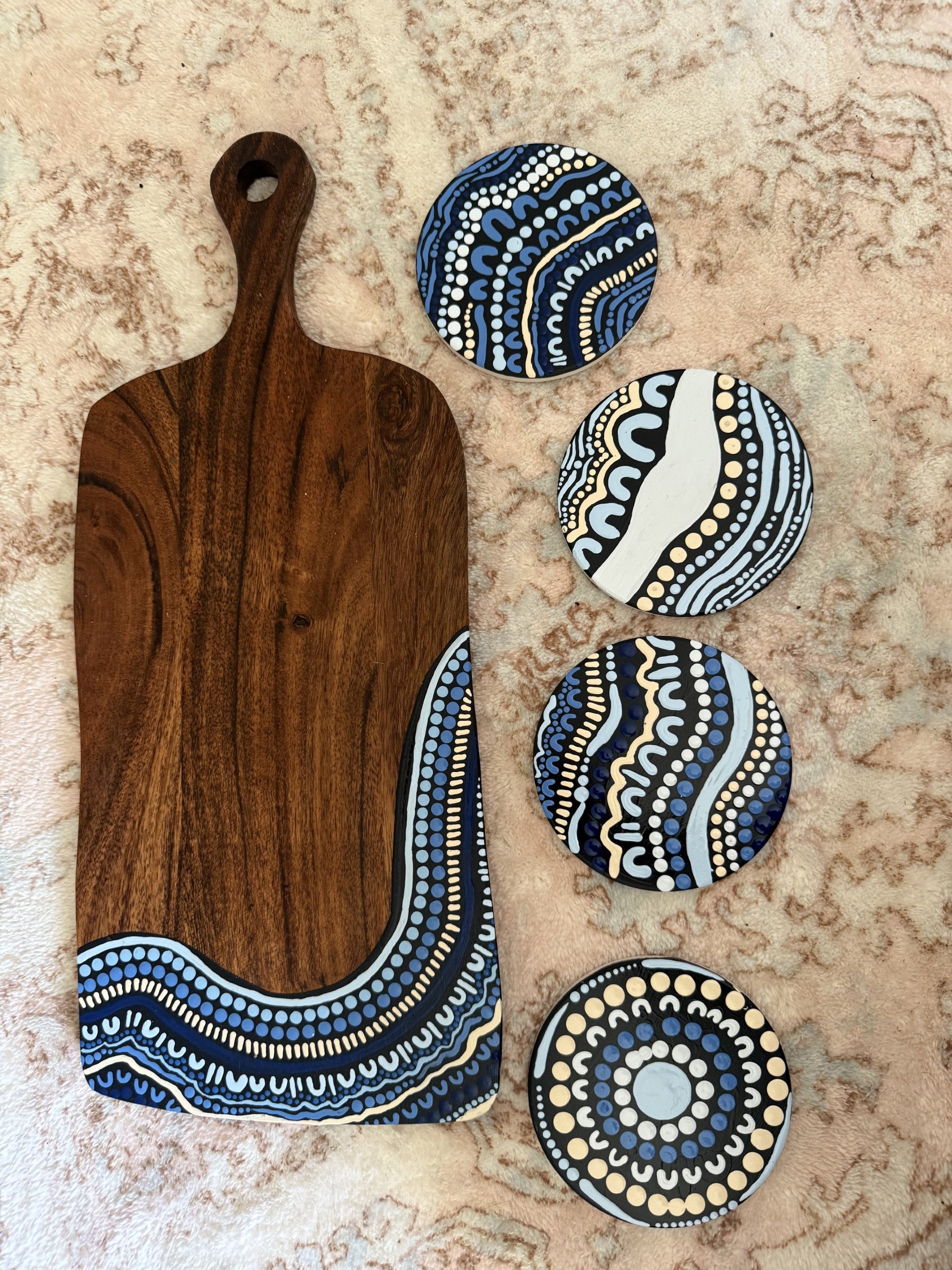 Tidal Pathways Serving Board & Coaster Set